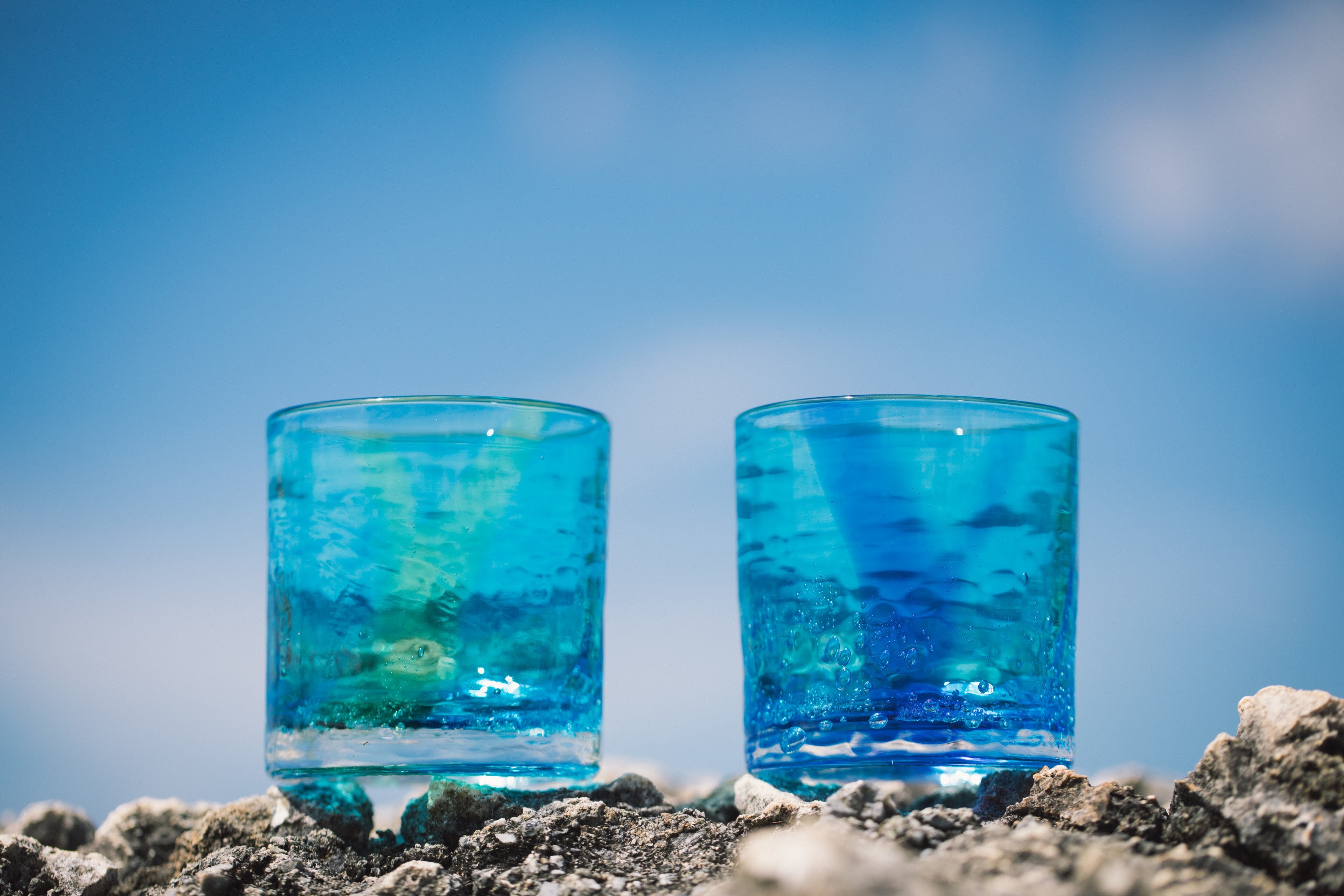 琉球ガラスの海風 はまうい ロックグラス 水色 オンラインストア 人気