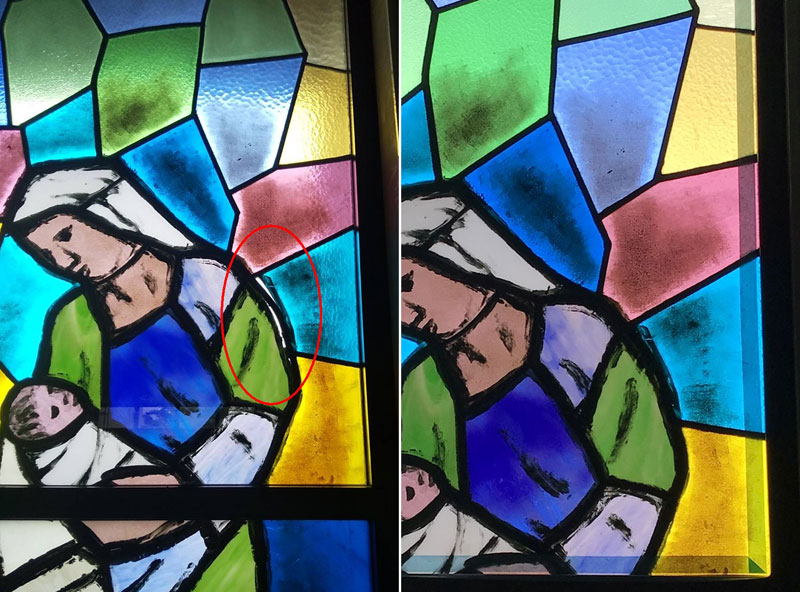 ステンドグラスSYZKworks-17 捜真絵付けパネル修復