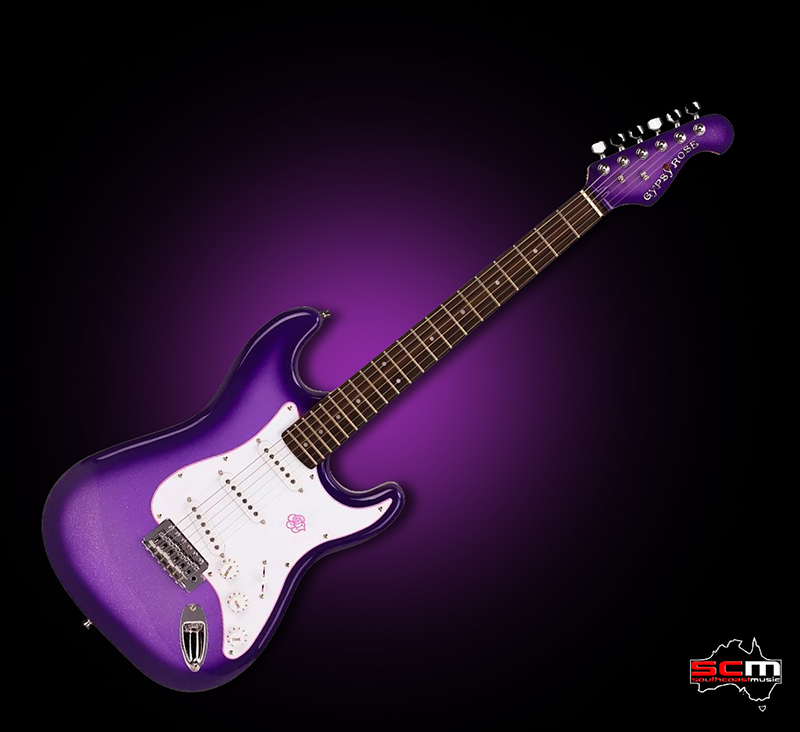 Gypsy Rose Strat Style Electric Guitar 7/8 Size inc Gig Bag, Strap