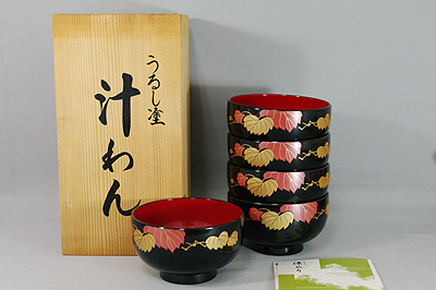 会津塗 汁椀 5客 【器道楽】