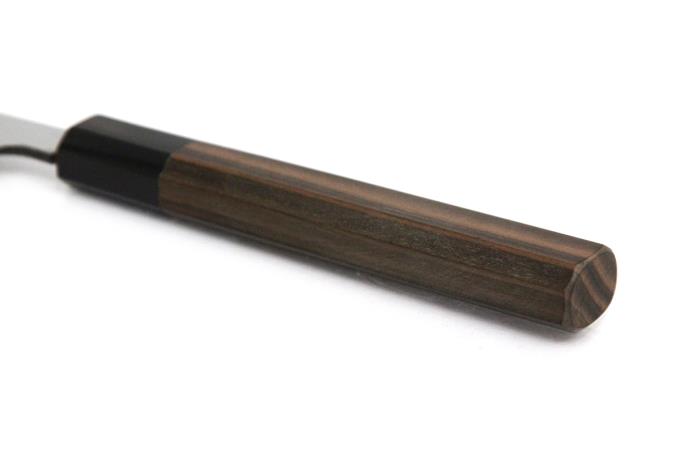 柳刃包丁 尺一 本焼 水牛縞黒檀八角柄 縞黒檀鞘・袱紗・桐箱付 λA2368