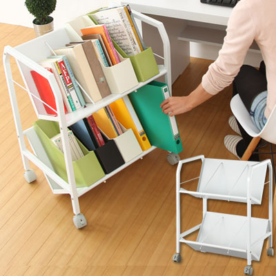 ファイルワゴン 2段 本棚 ラック キャスター付き収納 おしゃれ ぼん
