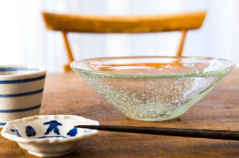 吹きガラス工房 一星 うす泡円錐鉢 - 手符