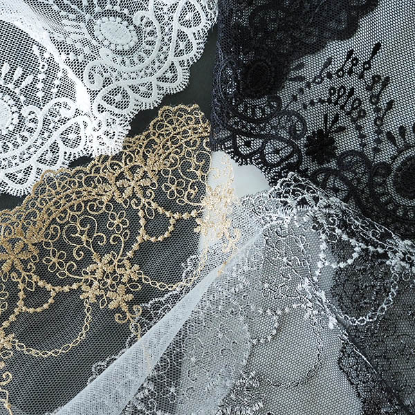 楽天市場】20cm幅 お花スカラップ刺繍チュールレース ケミカルレース