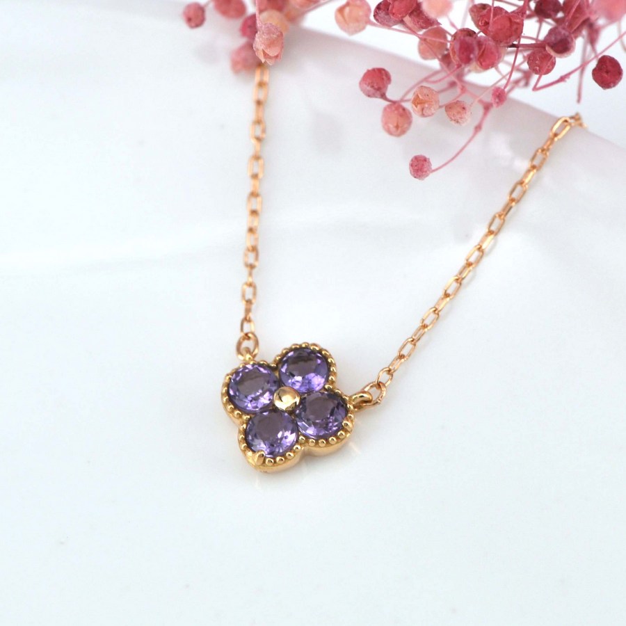 楽天市場】アメシスト ネックレス 0.2カラット 18金 イエローゴールド