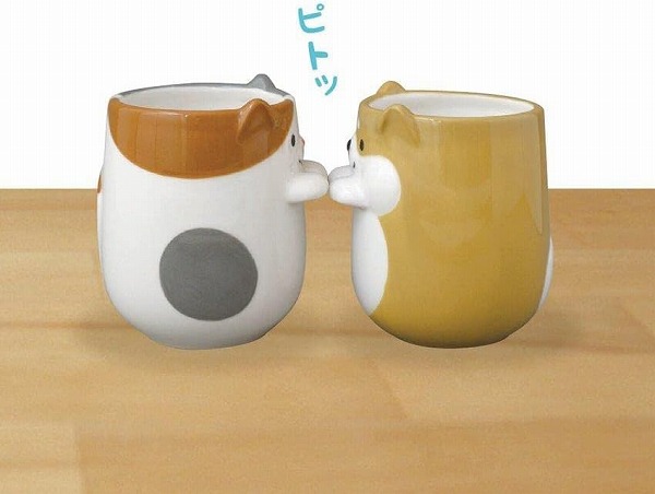 楽天市場】湯呑み そっとそえ手湯呑 猫 犬 うさぎ デコレ DECOLE