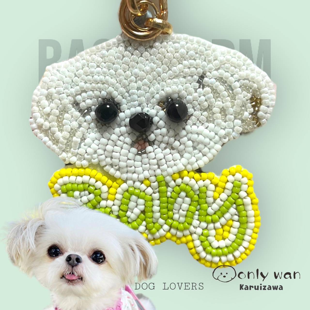 楽天市場】うちの子お顔＋お名前バッグチャーム（ビーズ刺繍