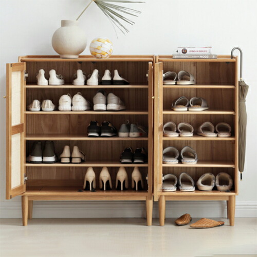 楽天市場】靴箱 下駄箱 シューズボックス 大容量 ラタン 幅48cm 木製