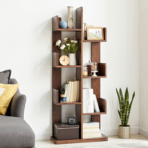 サイズオーダー可！スリム仕切り4段ラック○ナチュラルブラウン無垢材