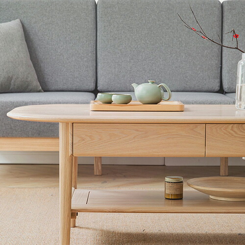 楽天市場】ローテーブル 天然木 オーク材 センターテーブル 楕円形