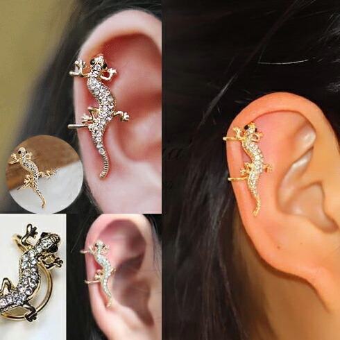 楽天市場】ダブルアールイヤーカフ ジュエルリザード トカゲ 蜥蜴 1個