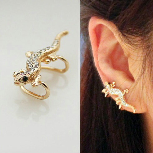 楽天市場】ダブルアールイヤーカフ ジュエルリザード トカゲ 蜥蜴 1個
