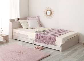 楽天市場】大人かわいいインテリア 棚・コンセント付きチェストベッド