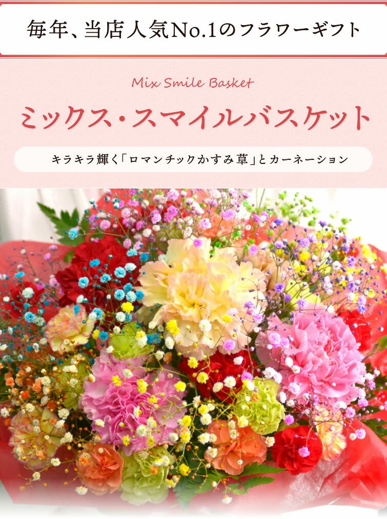 楽天市場】花ギフト ロマンチックかすみ草＜ミックス・スマイル