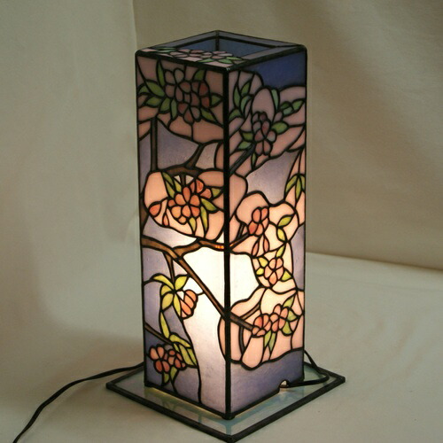 楽天市場】ステンドグラスランプ・行燈（桜） : ステンドグラス 七色つむぎ