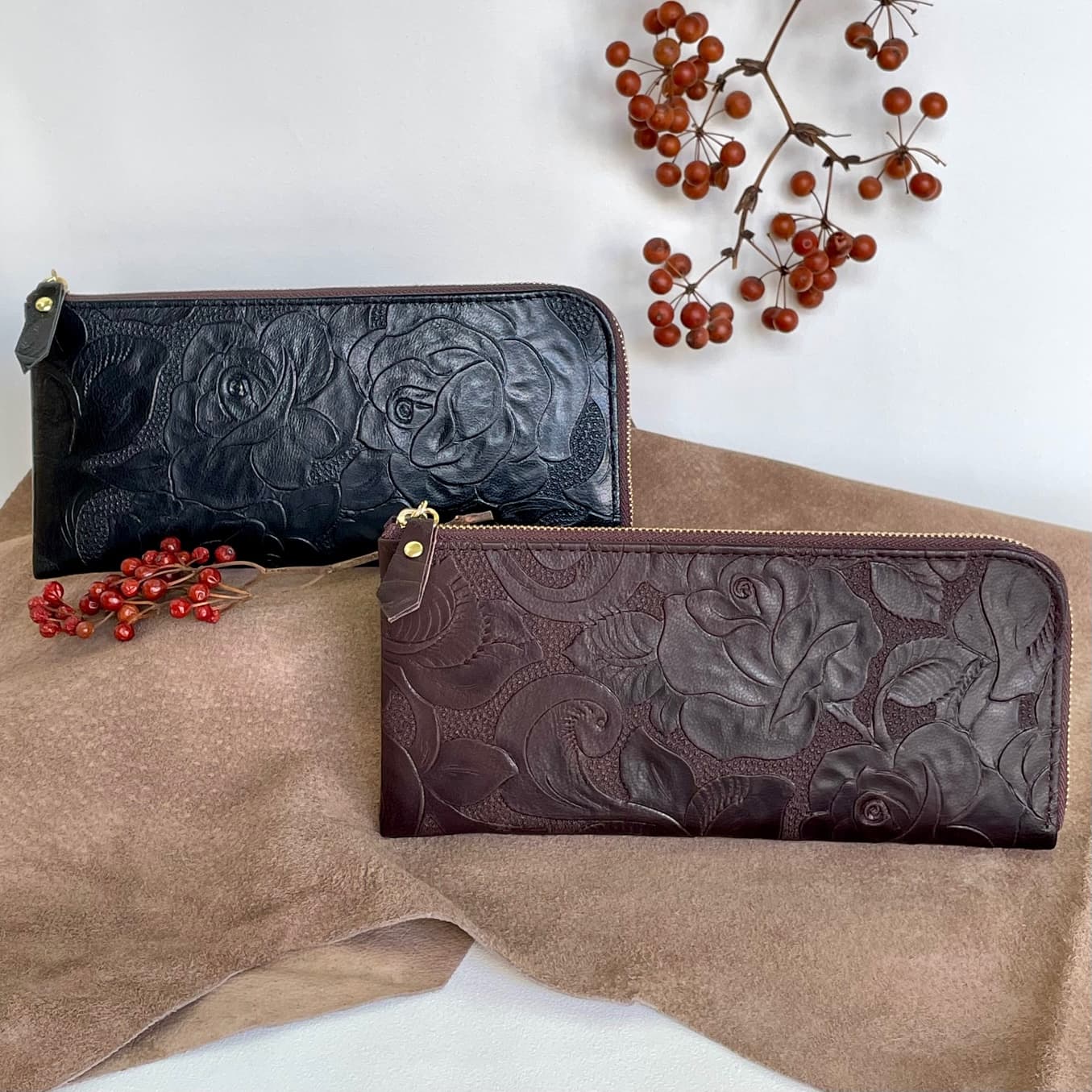 楽天市場】革財布 レディース 長財布 L字型 薄い 軽い ボタニカル柄