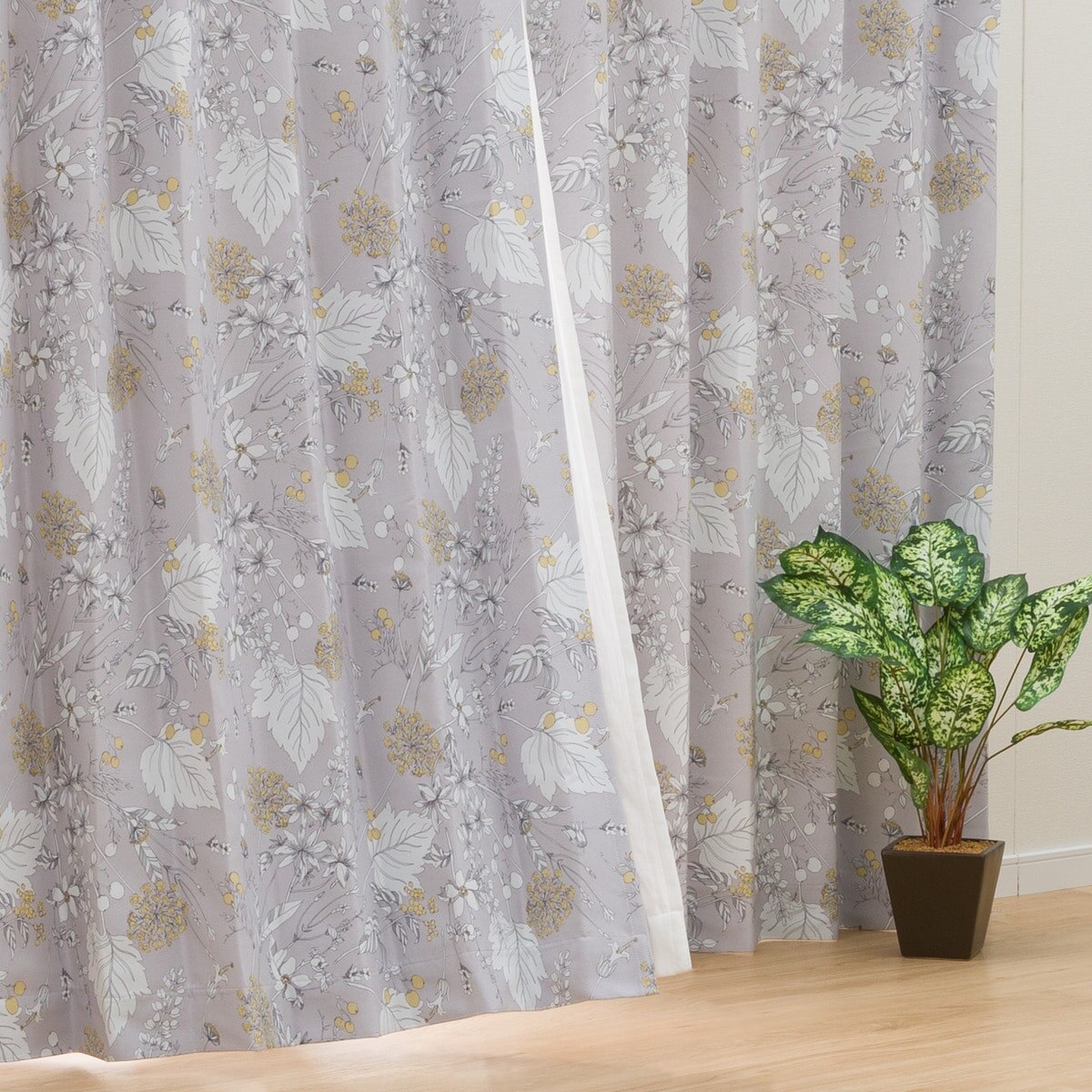 楽天市場】遮熱・遮光ドレープカーテン(リーフGY) ニトリ 【玄関先迄