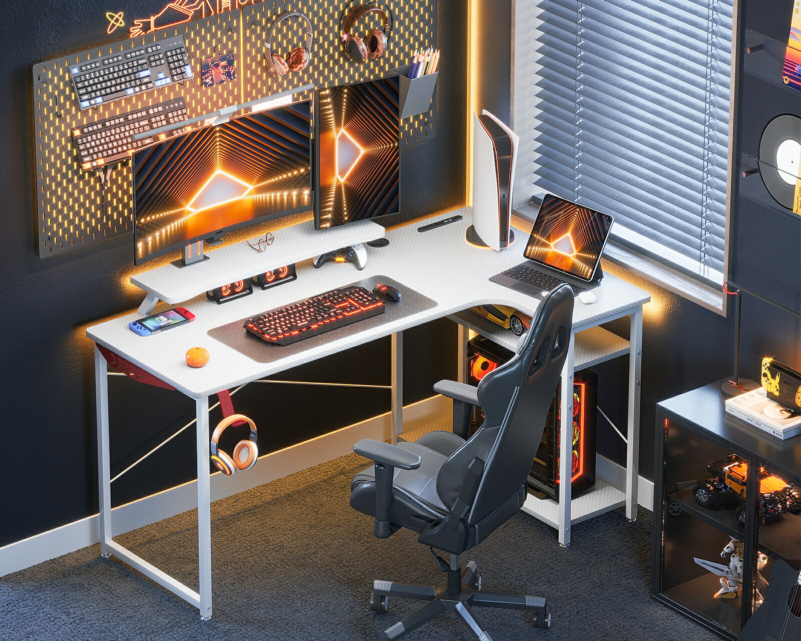 楽天市場】＼／☆送料無料 幅120~140cm ゲーミングデスク コンセント