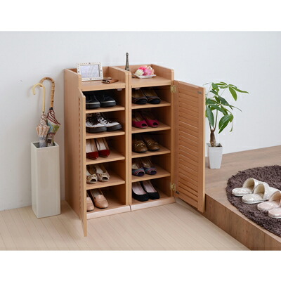 楽天市場】シューズボックス ルーバー 下駄箱 木製 扉付き 幅30cm (2個