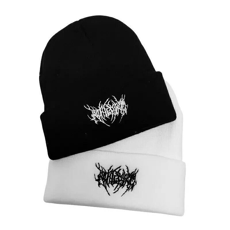 楽天市場】刺繍入り シンプル ニットキャップ 003 黒 白 ワッチ