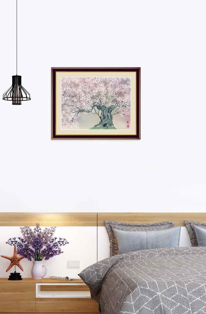 楽天市場】日本画 縁起画 朱竹(しゅちく) 北山 歩生 手彩仕上 高精細巧