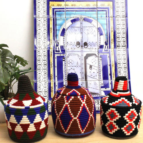 楽天市場】モロッコベルベルバスケット 蓋付き 小 37 手作り