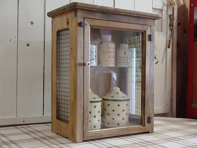 楽天市場】キャビネット アンティークブラウン w38d23h50cm 透明ガラス