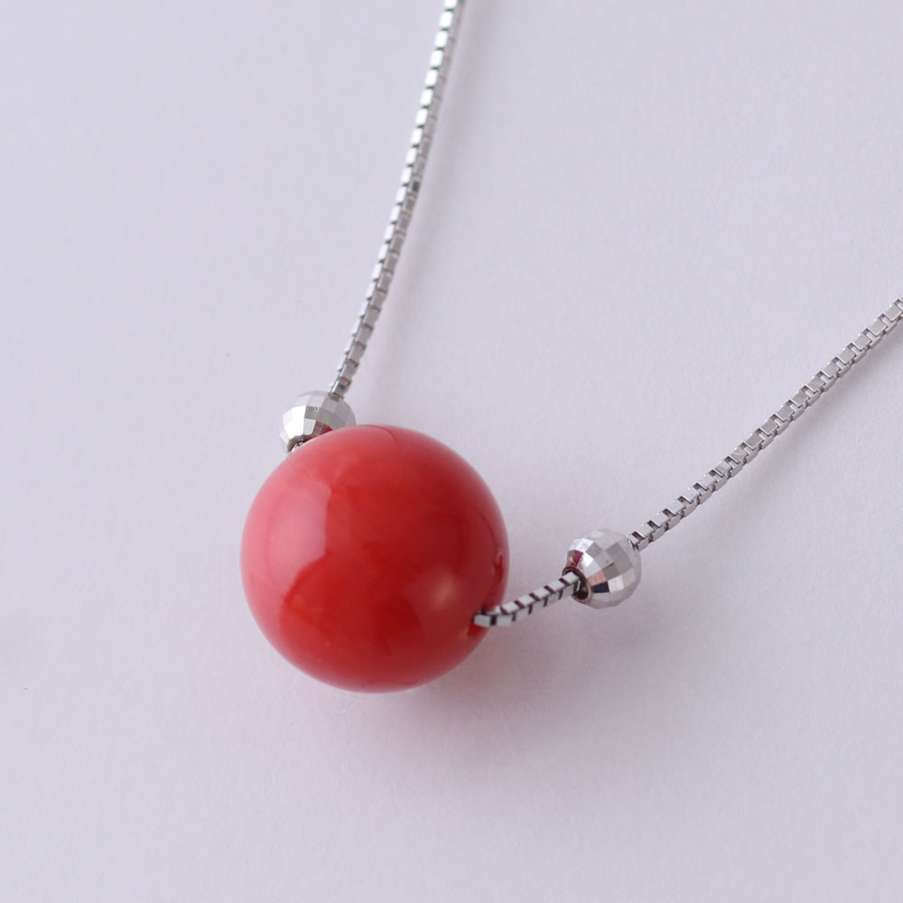 楽天市場】≪1年保証付き≫ 日本産血赤珊瑚9.6ミリUP玉付きネックレス