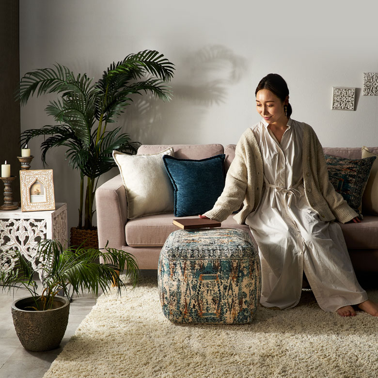 楽天市場】プフ クッション オットマン スツール オールドキリム風