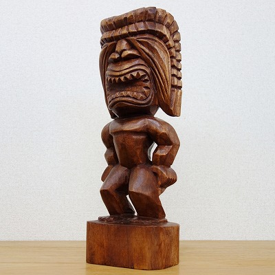 楽天市場】ティキの木彫り TIKI KU 40cm 木製スワール無垢材 戦いの神