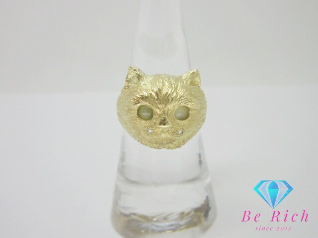 楽天市場】K18 YG キャッツアイ ダイヤモンド 猫 キャット モチーフ