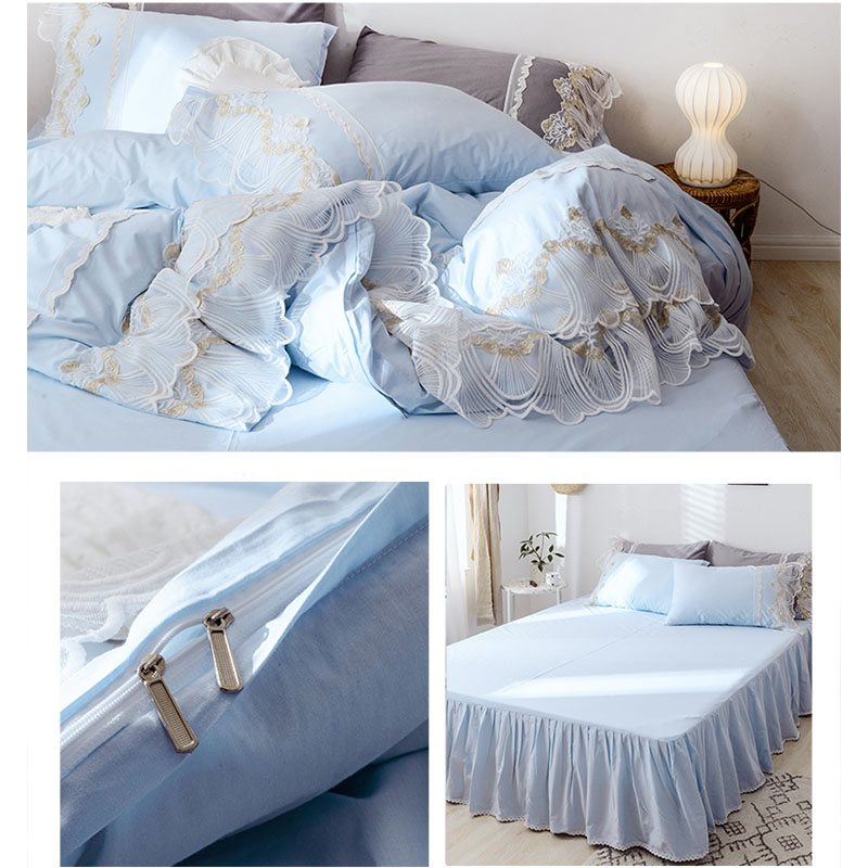 楽天市場】送料無料 全5色 布団カバーセット ブルー レース キレイめ