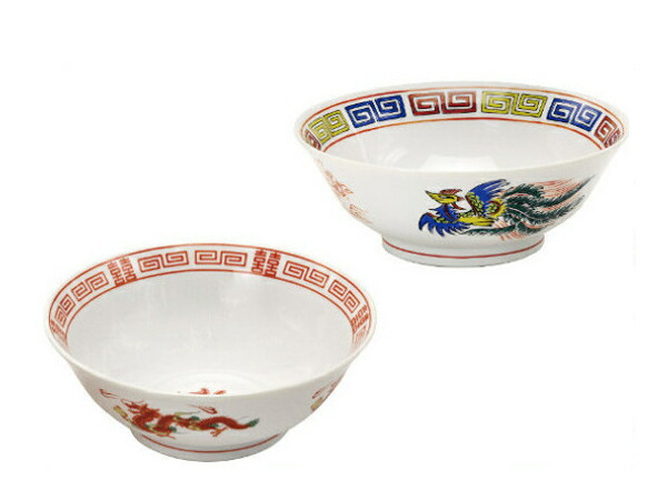 楽天市場】美濃焼 昔ながらのペアラーメン鉢 赤龍と鳳凰 19.5cm径19.5x