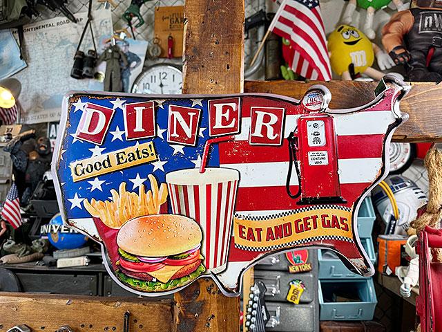 楽天市場】アメリカンダイナー 星条旗マップ エンボス ティンサイン