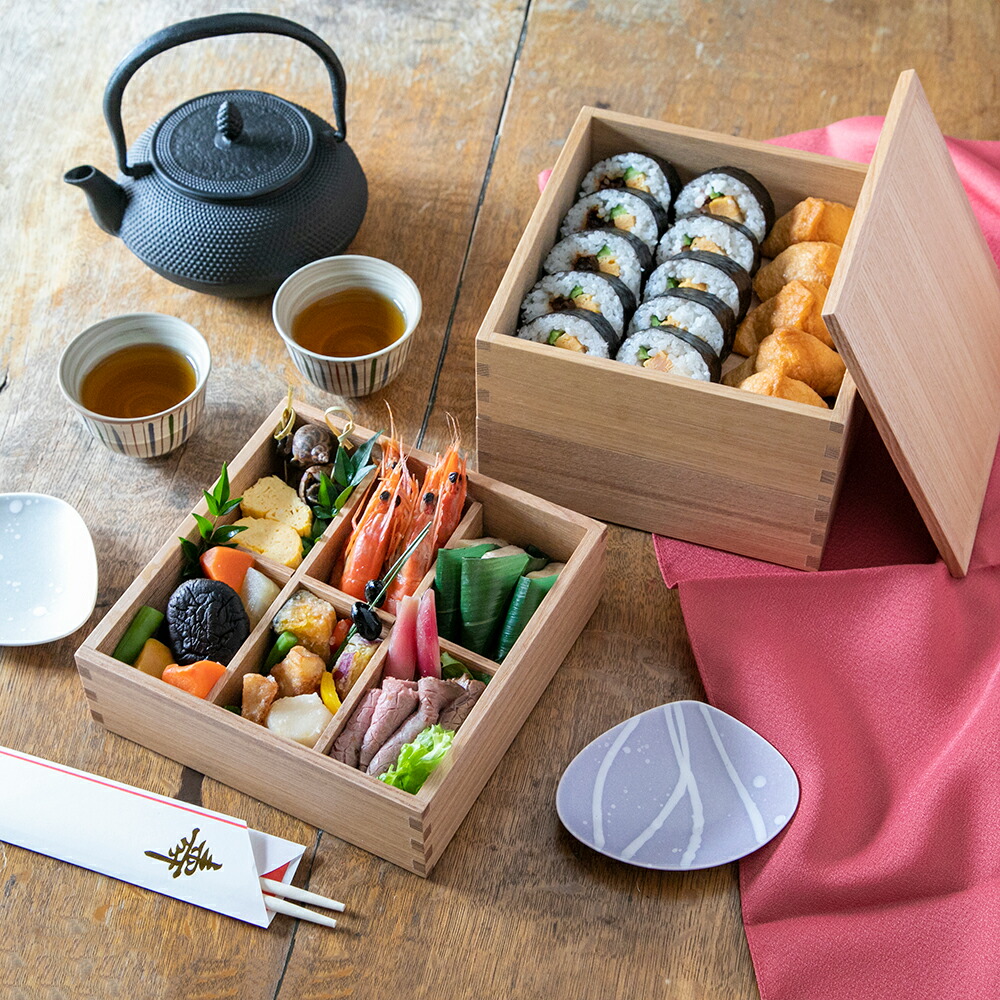 楽天市場】松屋漆器店 白木塗 タモ 6.0 三段重 内朱 3〜4人用 白木塗