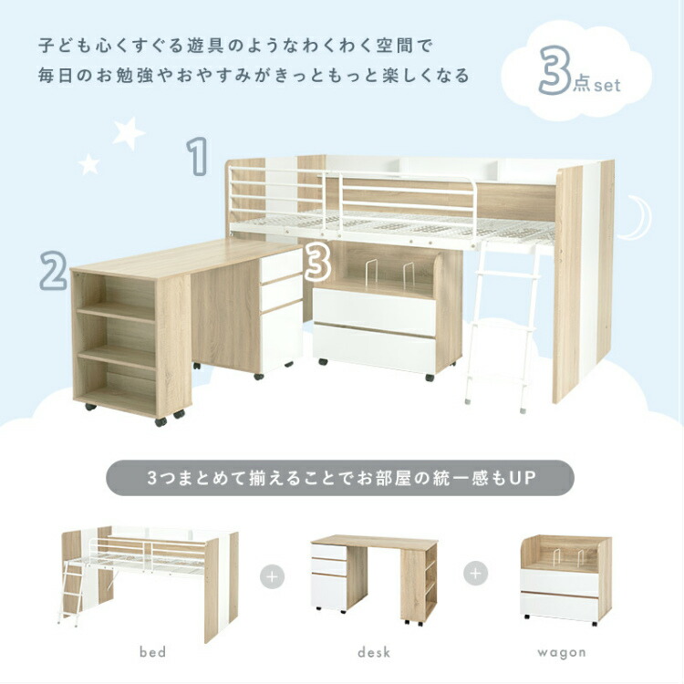 楽天市場】【耐重量80kg】システムベッド 3点セット ベッド デスク