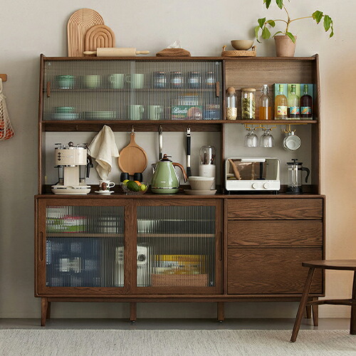 楽天市場】キャビネット 食器棚 ガラス戸 リビングボード チェスト