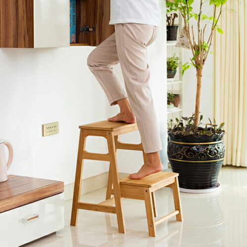 楽天市場】ステップチェア 踏み台 2段 天然竹 幅41cm 踏台 ステップ
