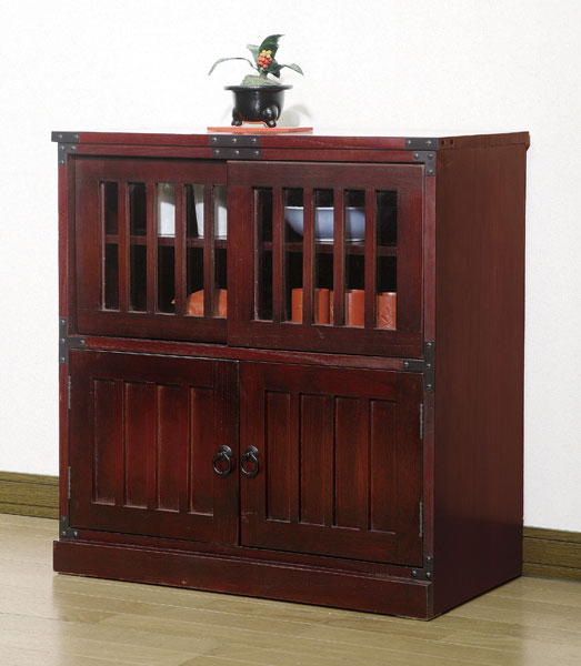 楽天市場】民芸調 水屋(食器棚)≪JAPANROOM≫ 安い インテリア家具