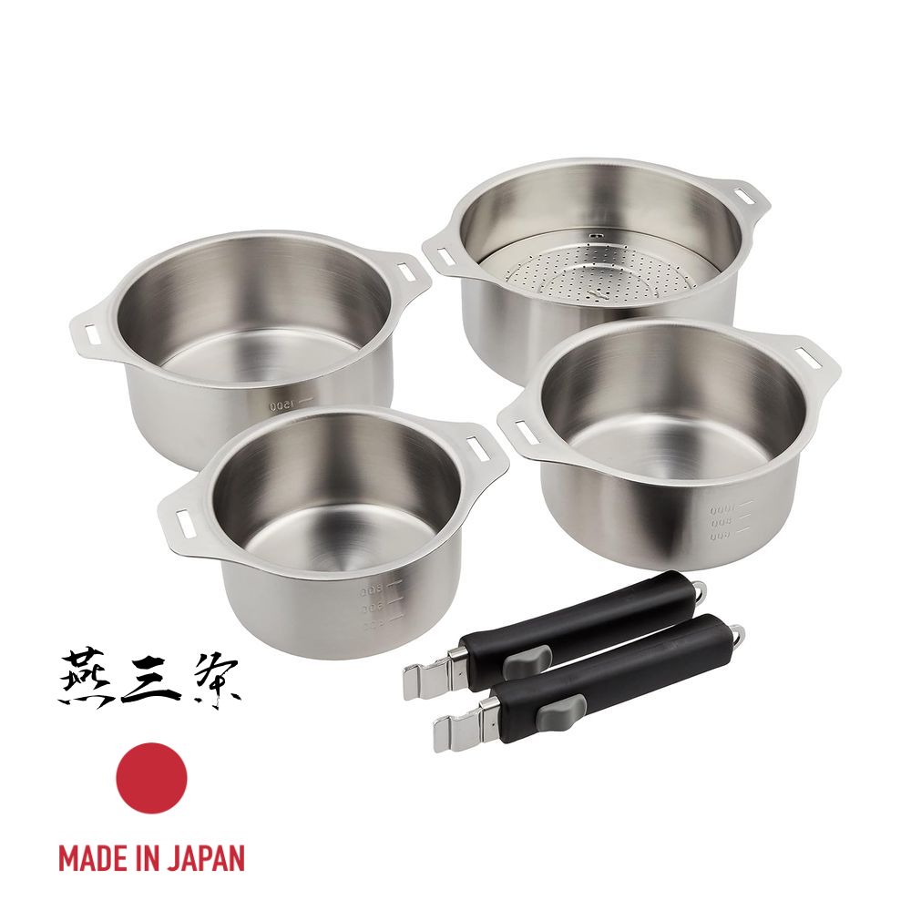 和平フレイズ 燕三 IH対応ハンドル着脱式鍋4点セット 蒸し台付 EM-032