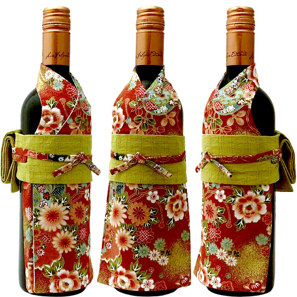 楽天市場】ワインボトルカバー 着物ボトルウェア みやび 赤 着物ボトル