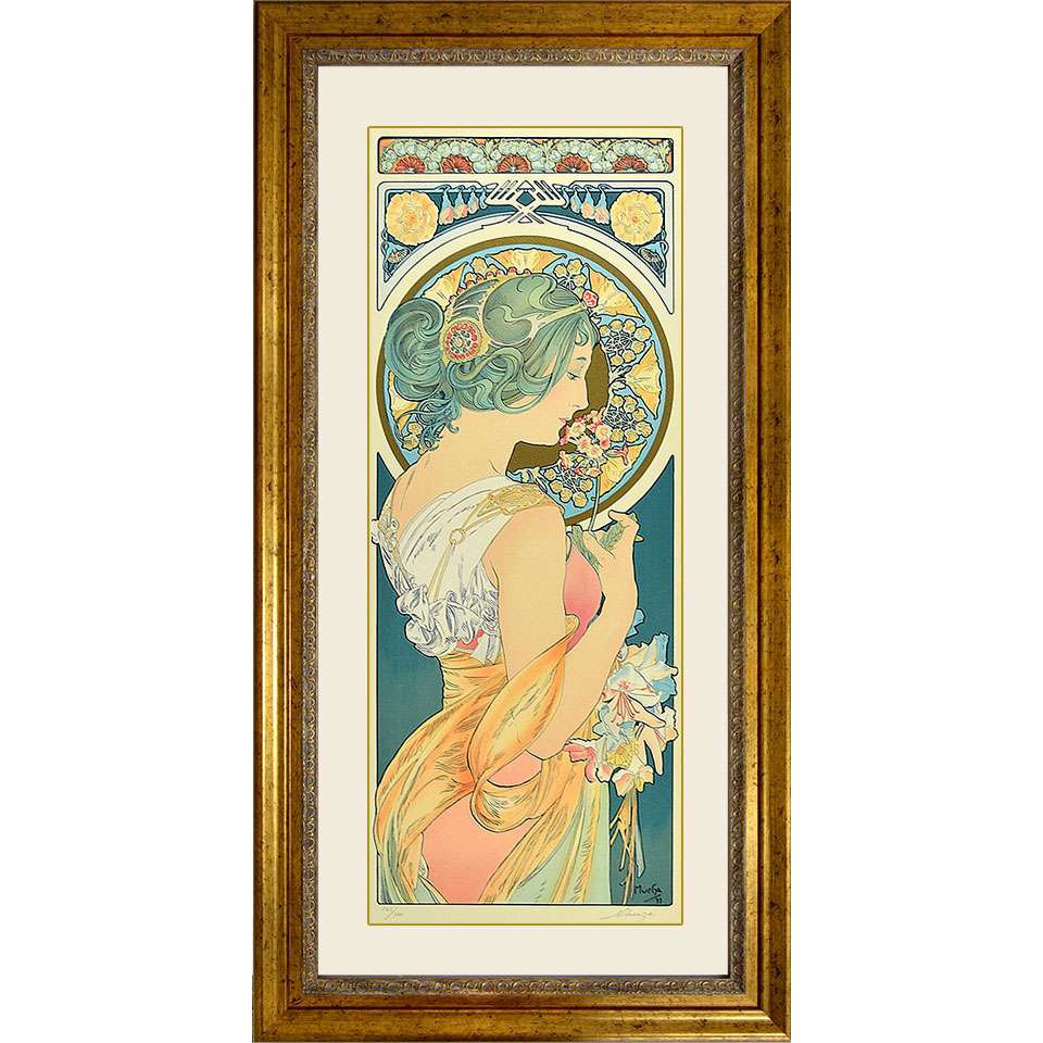 楽天市場】ミュシャ 「桜草」 リトグラフ（エスタンプ） 額入り