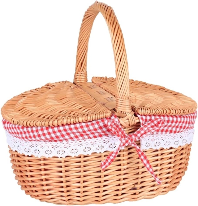 楽天市場】【2カラー】フタ付き かご バッグ バスケット 柳かご収納