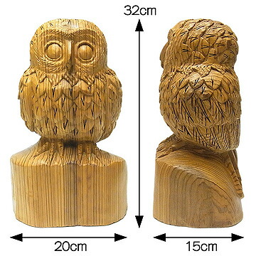 楽天市場】杉 木彫りふくろう 高さ32cm 木彫り 置物 梟 フクロウ