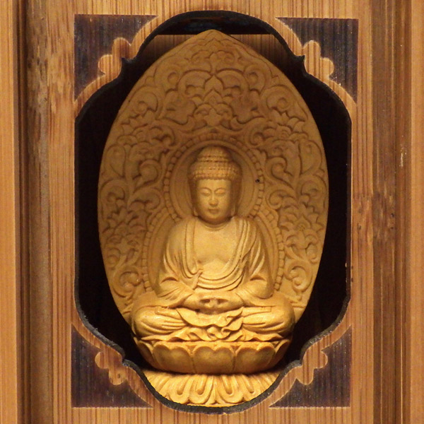 楽天市場】竹厨子入り仏像 阿弥陀如来 坐像 木彫り 仏像 [Ryusho] : 龍