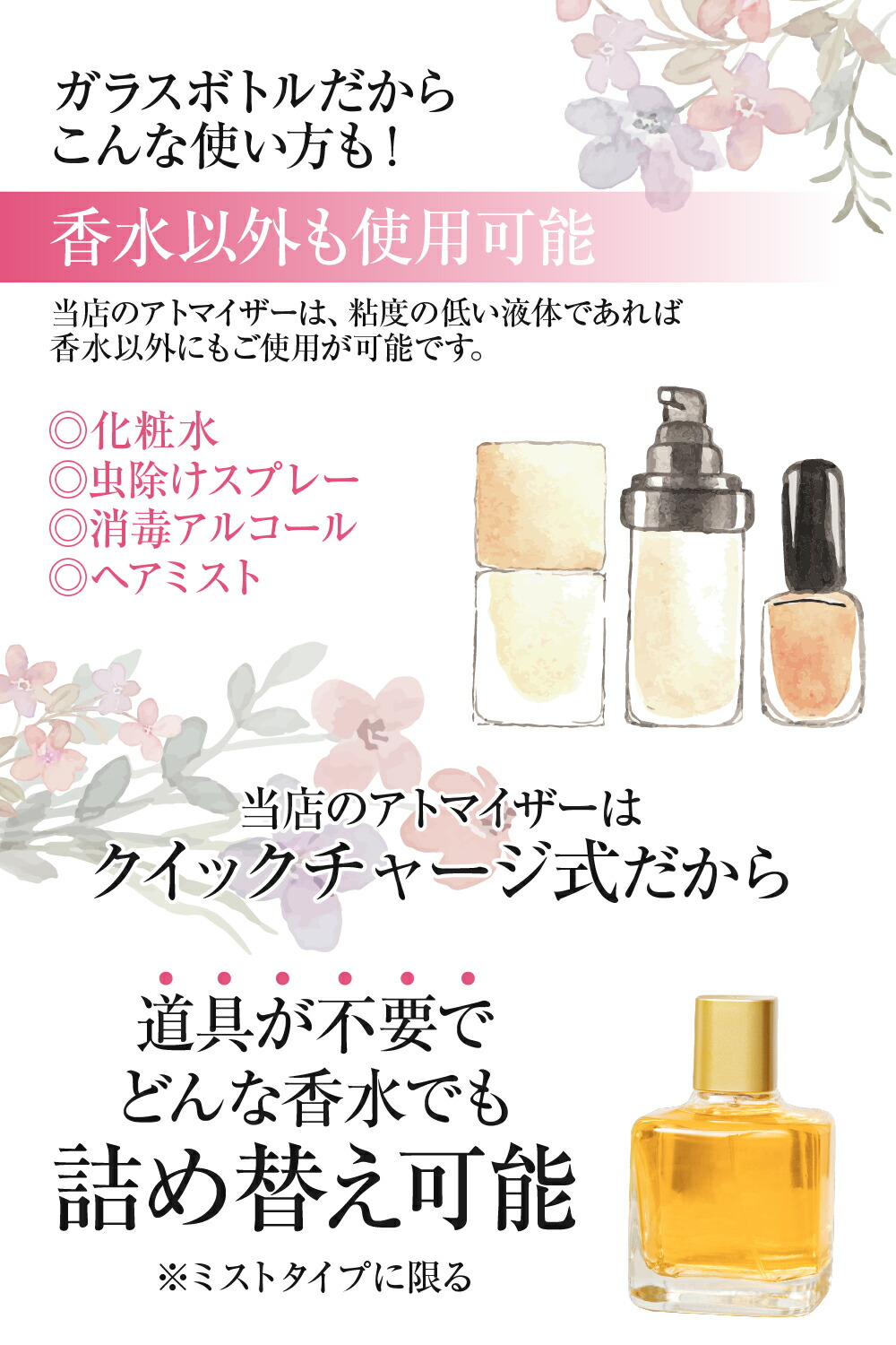 楽天市場】【2点目半額・3点目無料】 アトマイザー 香水 詰め替え 充填