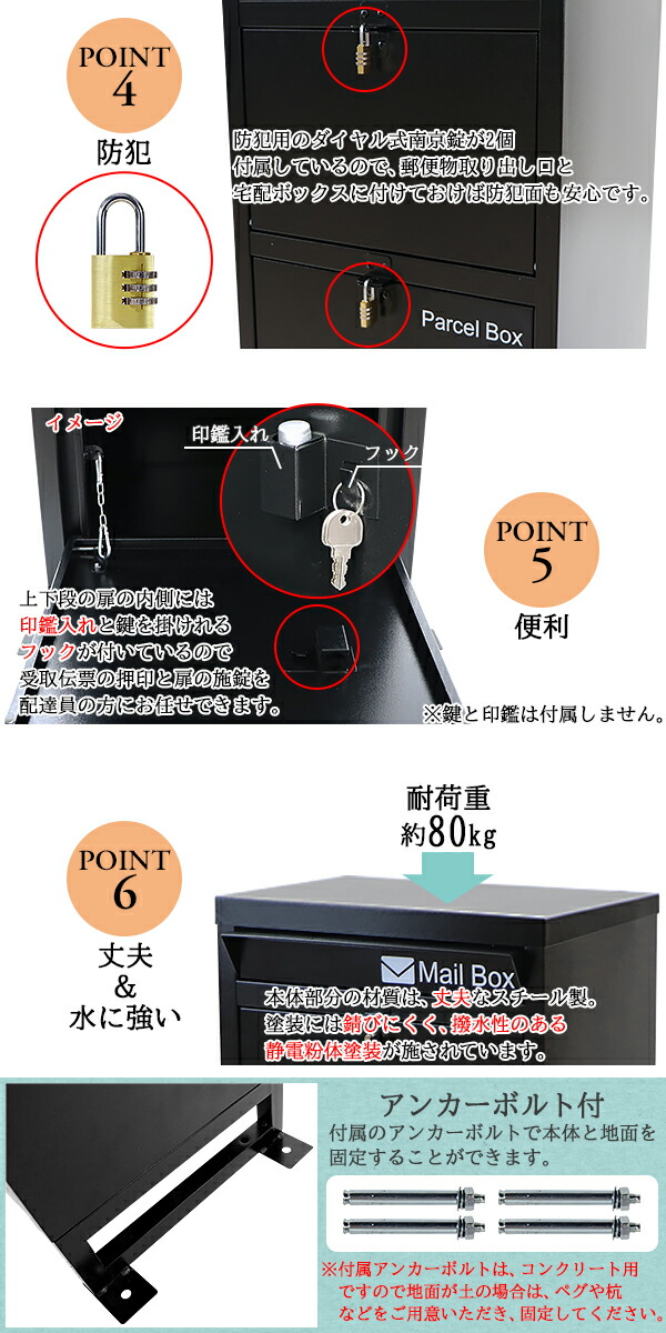 楽天市場】送料無料 スチール製 宅配ボックス 宅配BOX 2段 ブラック