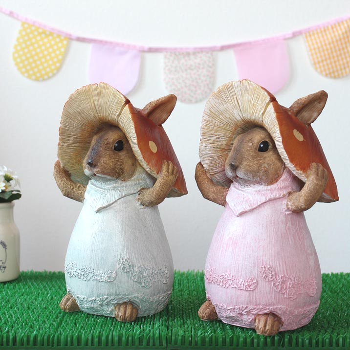 楽天市場】ガーデンオーナメント きのこウサギ うさぎ 雑貨 置物