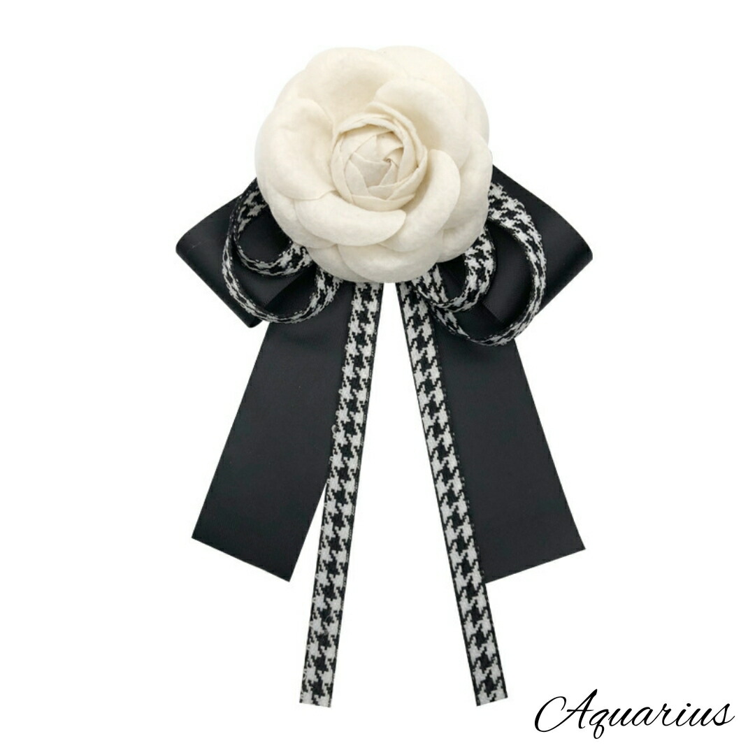 楽天市場】カメリア リボン ブローチ2 カラー ホワイト ・ ピンク