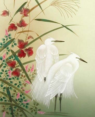 楽天市場】掛け軸 月下白鷺図 (葛谷聖山) 送料無料 【掛軸】【一間床